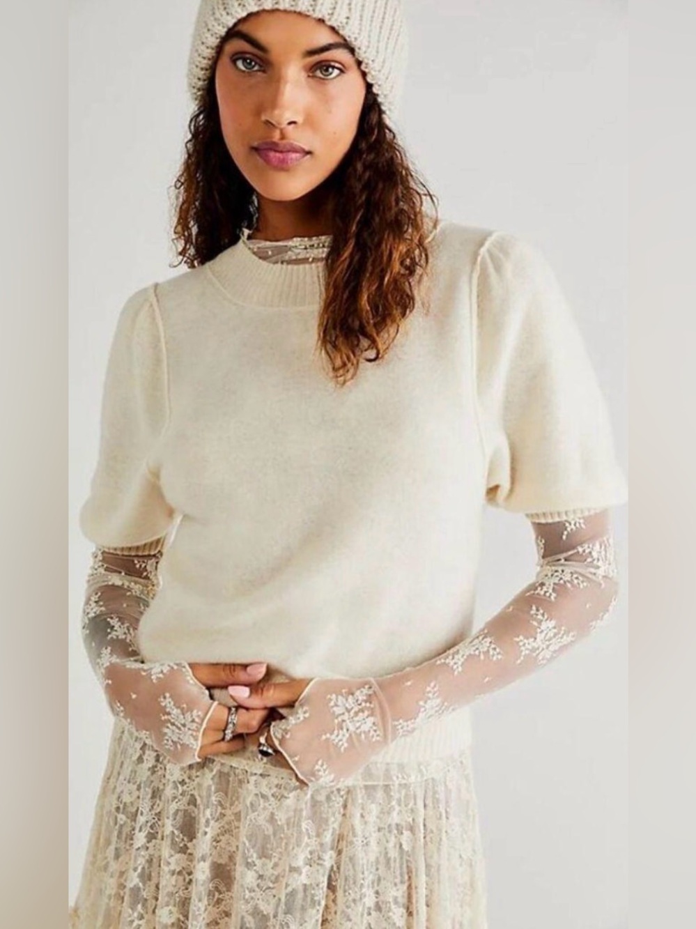 Free People 100% Cashmere Short Sleeve Top